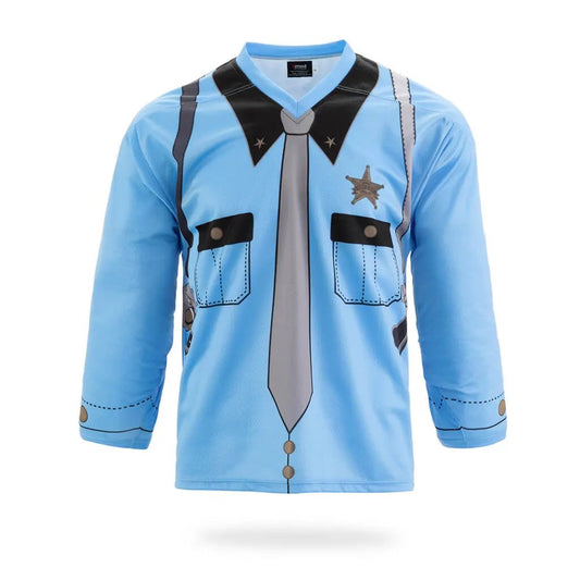 Custom Blue Police Graphic Ice Hockey Jersey by Vimost Sportswear