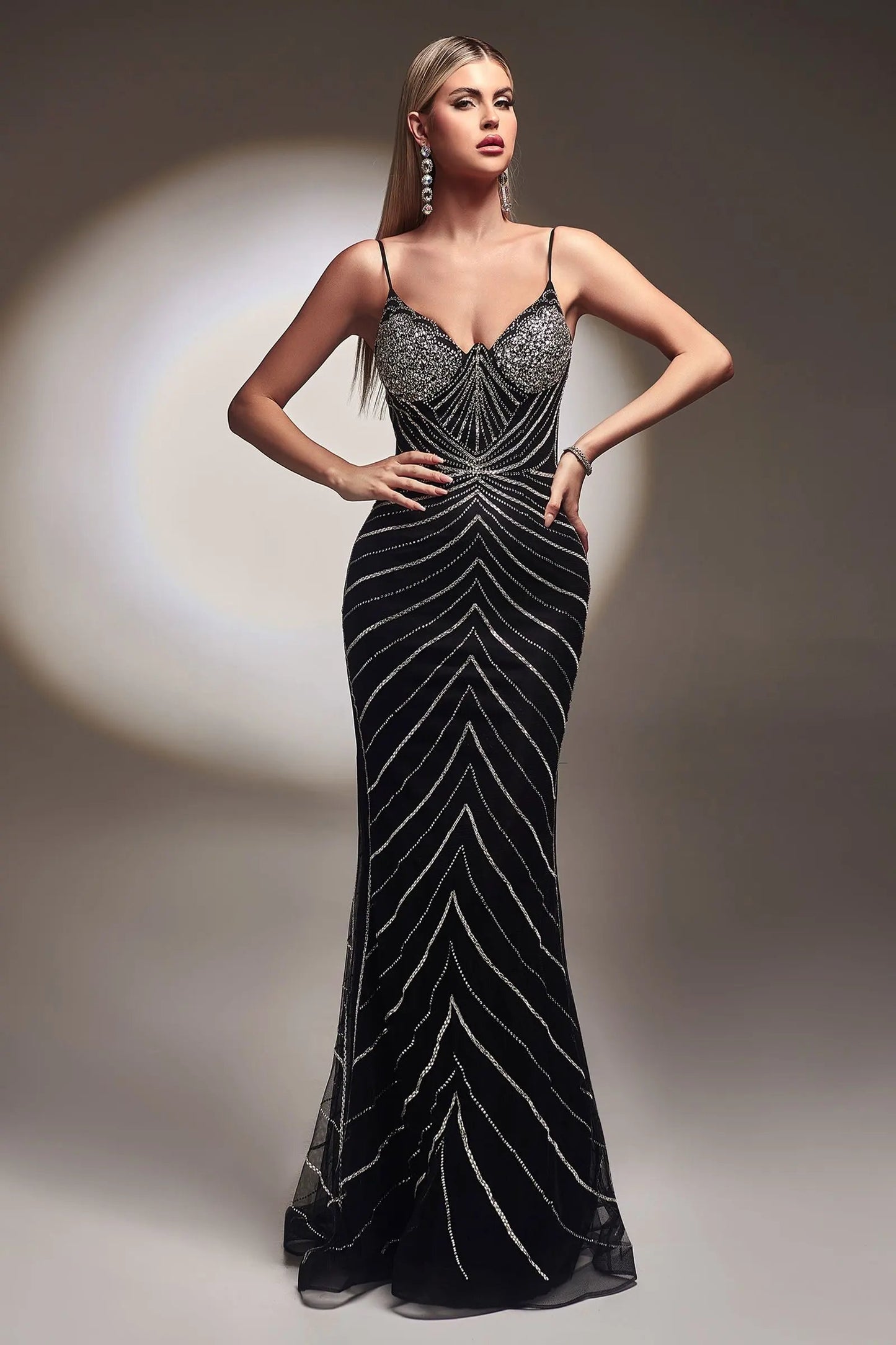 Fitted Glitter Print Gown by Tux-USA