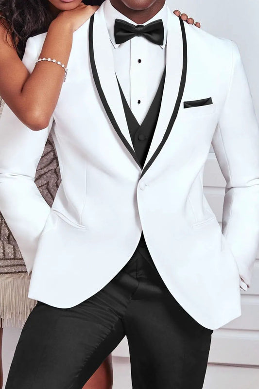 "Crew" White Tuxedo Jacket Shawl (Separates) by Tux-USA