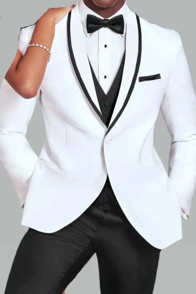 "Crew" White Tuxedo Jacket Shawl (Separates) by Tux-USA