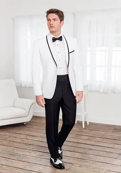 "Crew" White Tuxedo Jacket Shawl (Separates) by Tux-USA