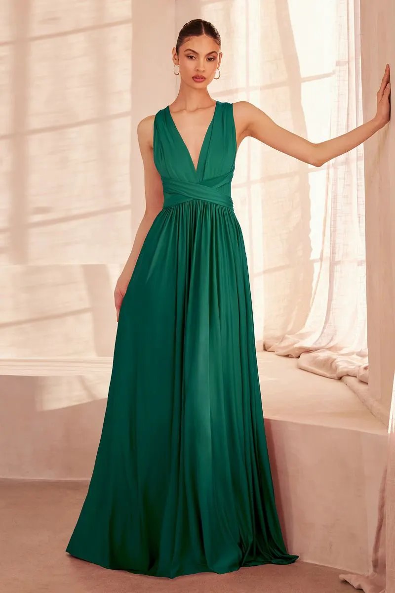 A-line dress with versatile neckline and multiple tie options by Tux-USA