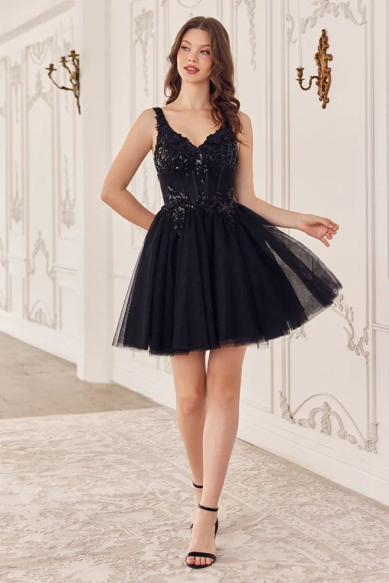 Sequin Beaded A-Line Short Dress by Tux-USA