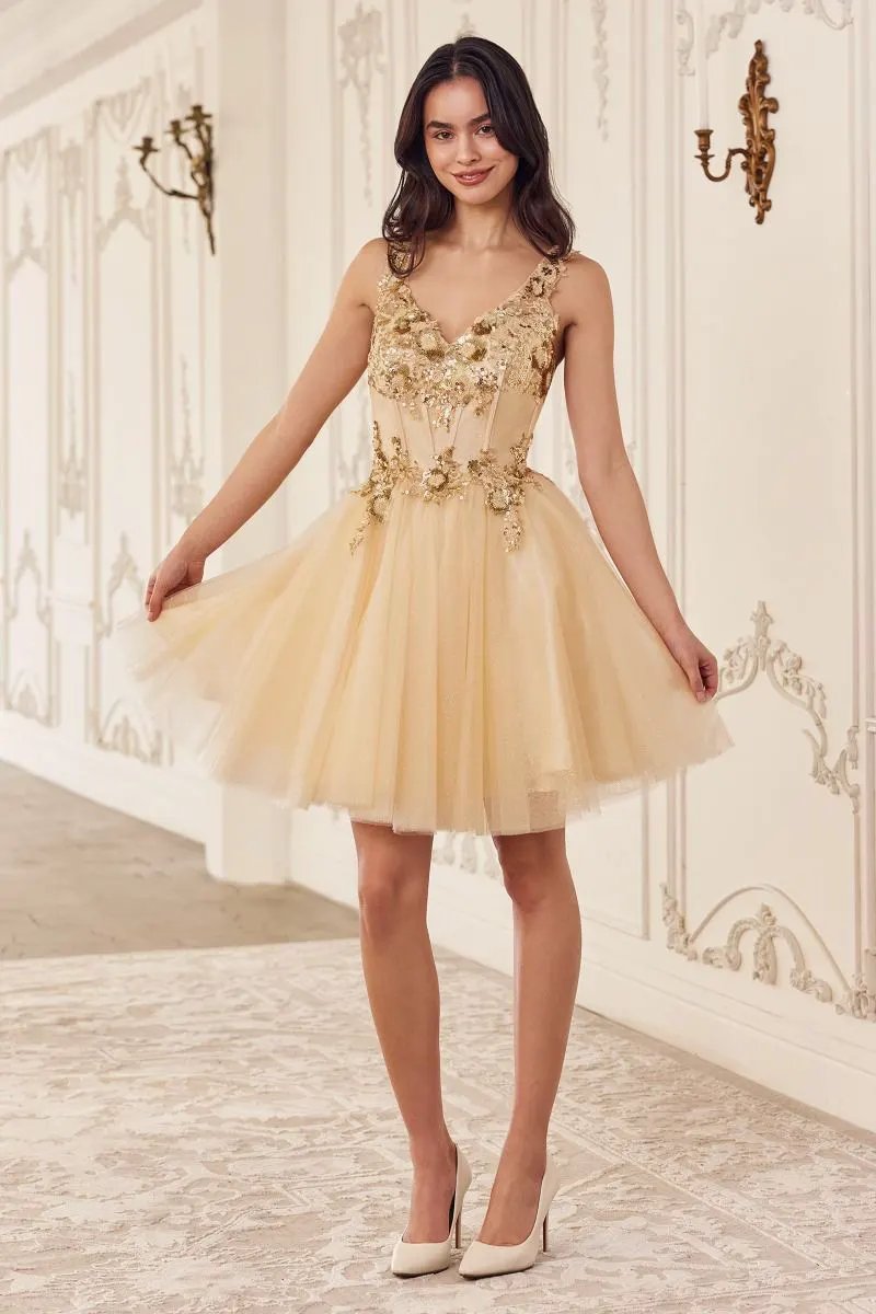 Sequin Beaded A-Line Short Dress by Tux-USA