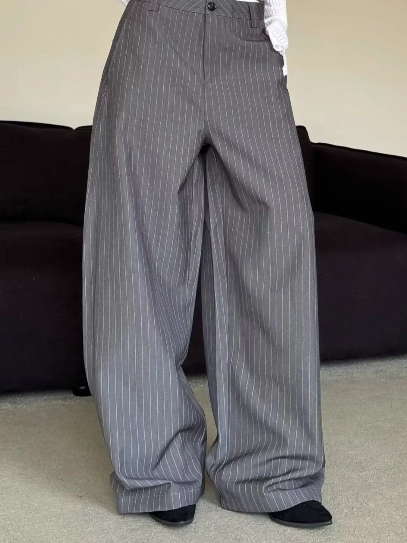 Men's Full Size Wide Leg Striped Pants Plus Size by Partner Label