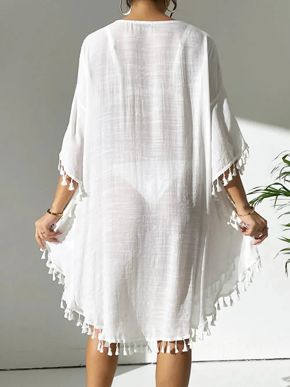 Tassel Cutout Scoop Neck Cover-Up Dress by Partner Label