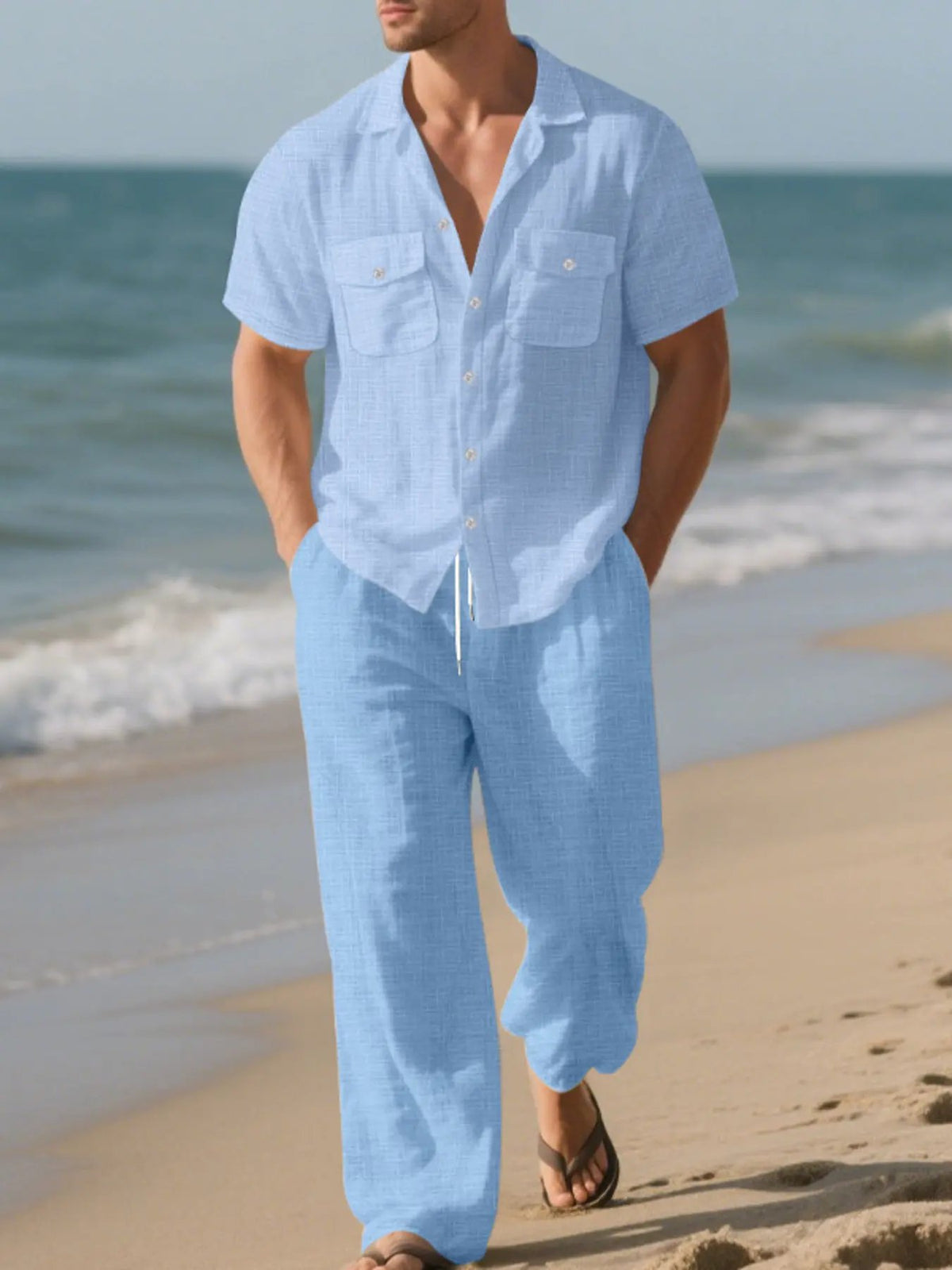 Men's Full Size Casual Button Up Shirt and Pants Set Plus Size by Trendsi