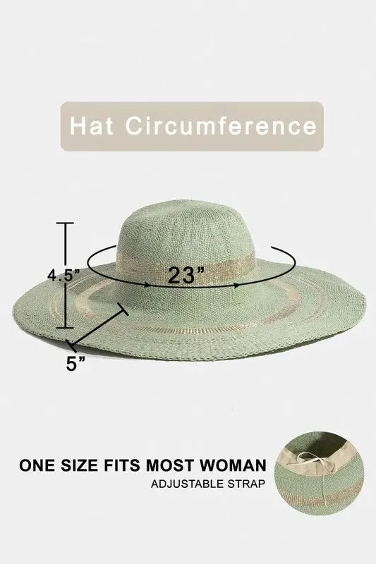 Fame Metallic Accent Trim Floppy Sun Hat by Fame