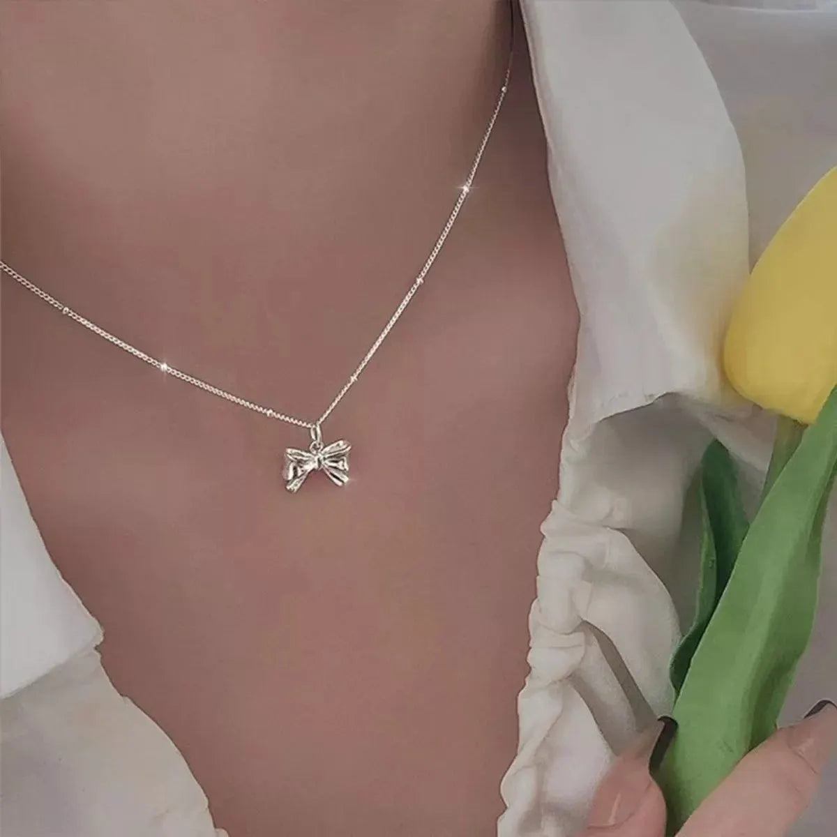 925 Sterling Silver Bow Necklace by Partner Labels
