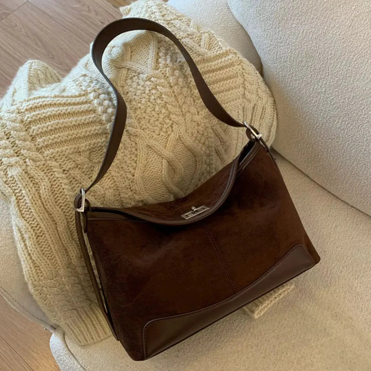 Suede Crossbody Bag with Adjustable Strap by Partner Label