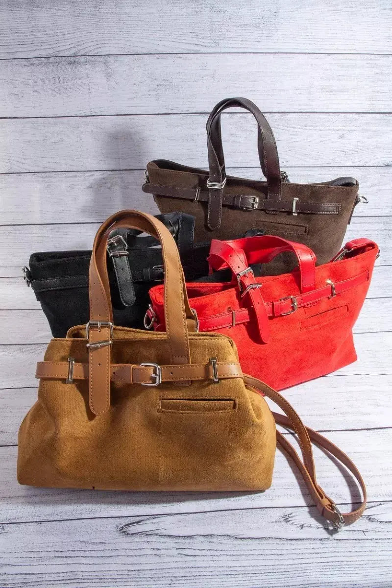 Fame Faux Leather Buckle Strap Detail Tote Bag by Fame