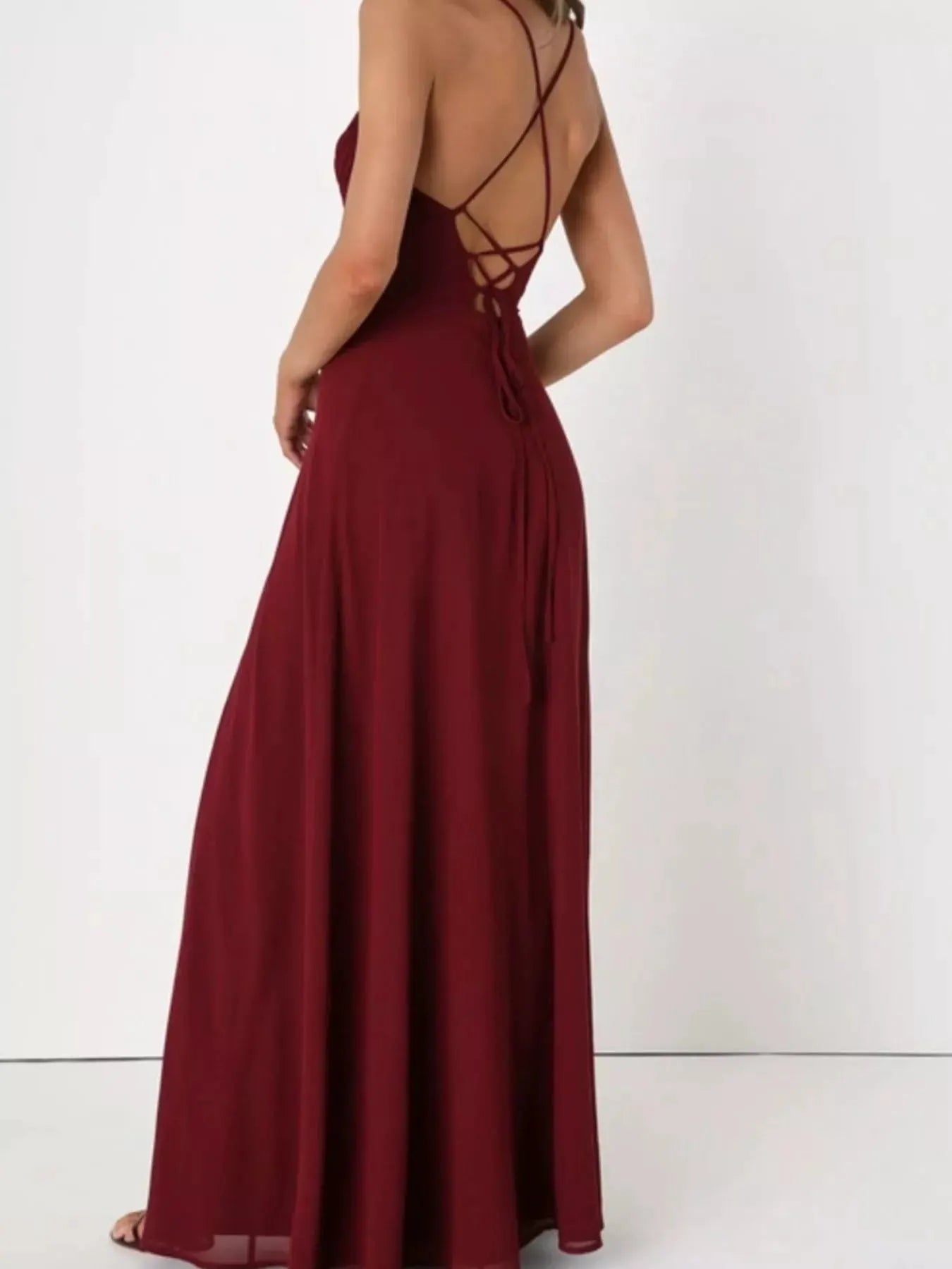 Crisscross Back Slit Maxi Dress by Partner Label