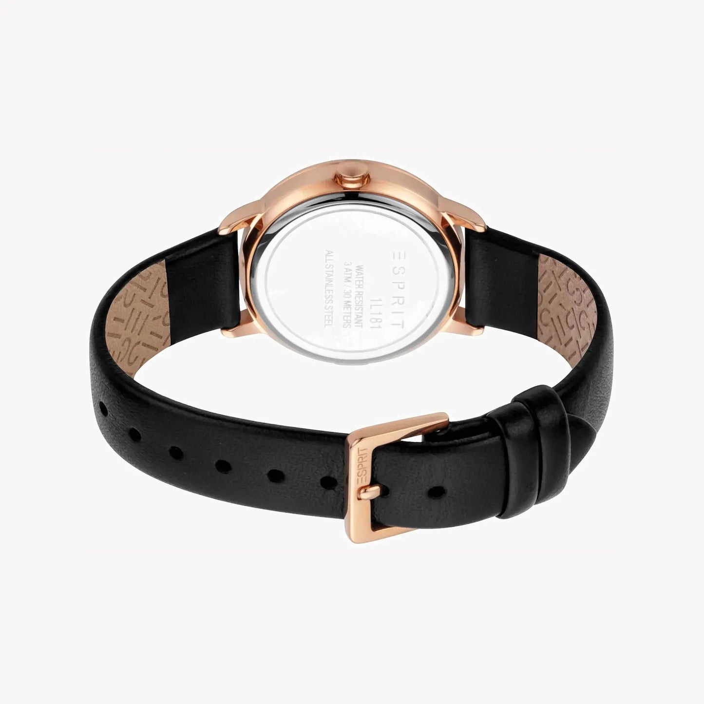Esprit Women's Black Leather Watch, Black Dial | ES1L181L2035 by ESPRIT