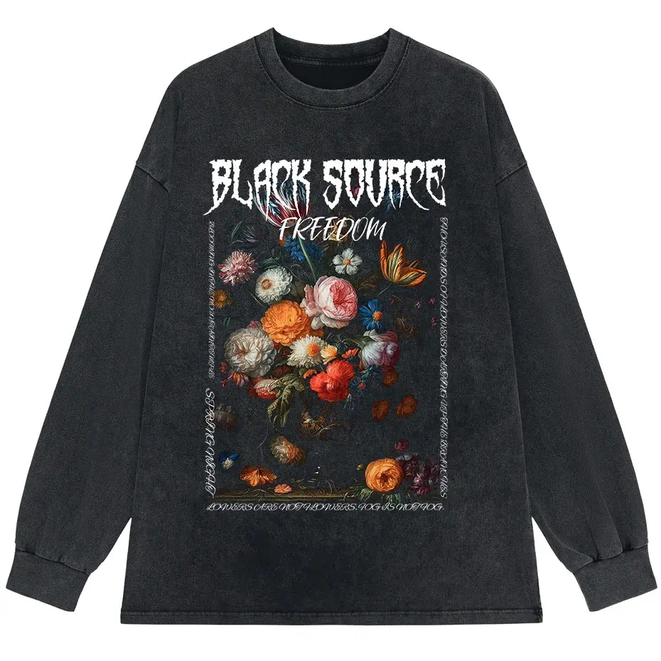Gothic Rose Letter Print Vintage Washed Oversized T-Shirt by Vimost Shop
