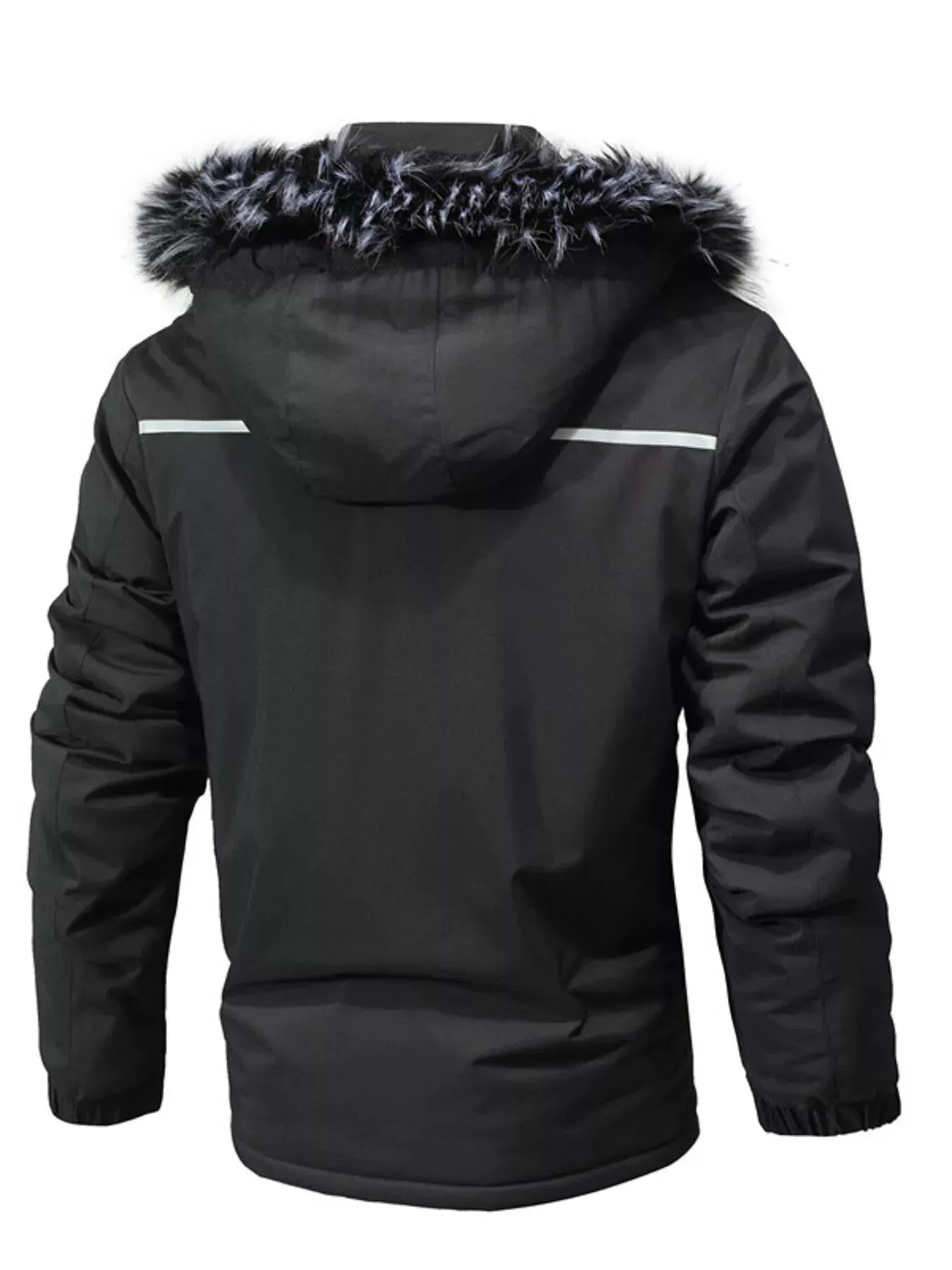 Men's Plus Size Fur Hooded Winter Parka Coat by Partner Label