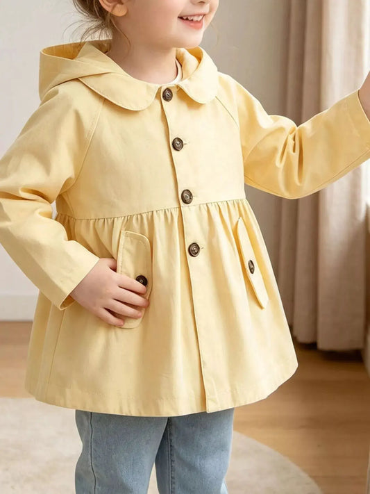 Children's Hooded Peplum Trench Coat by Trendsi