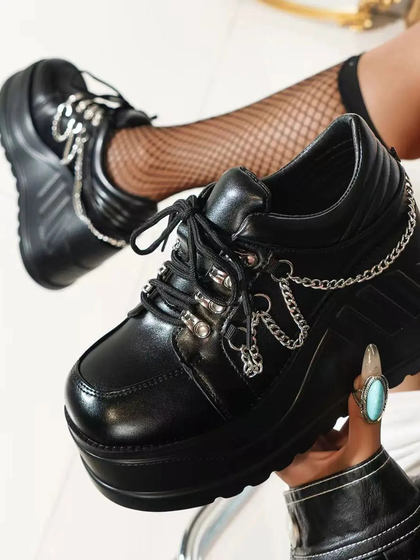 Lace Up Platform Wedge Sneakers by Partner Label