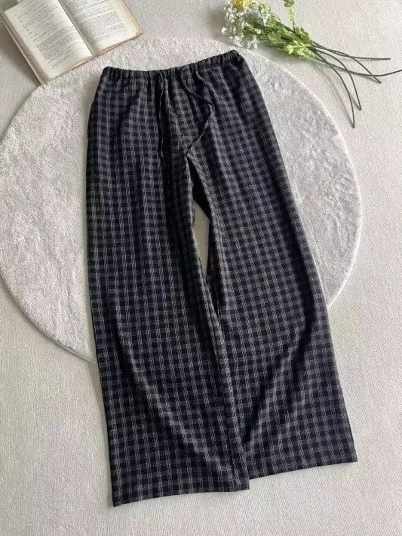 Men's Plus Size Plaid Wide-Leg Pants by Trendsi
