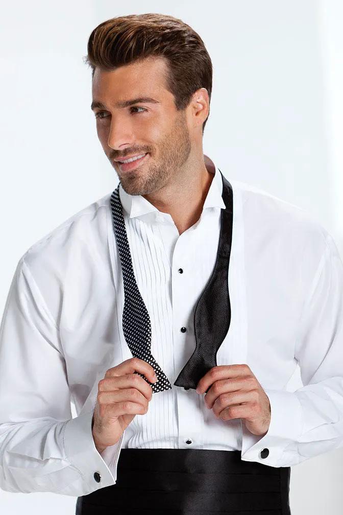 "Dante" White Pleated Wingtip Tuxedo Classic Fit Shirt by Tux-USA