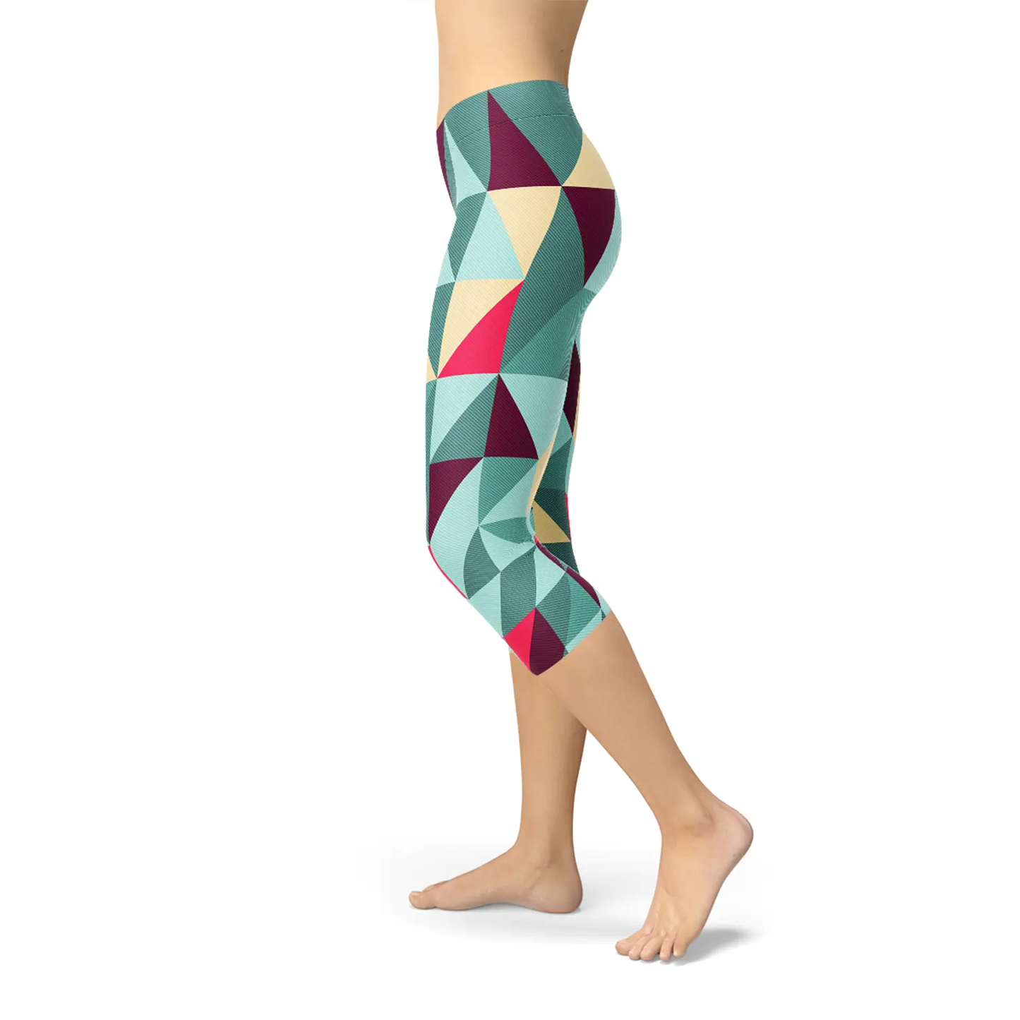 Womens Capri Leggings w/ Geometric Triangles by Maroon Sooty