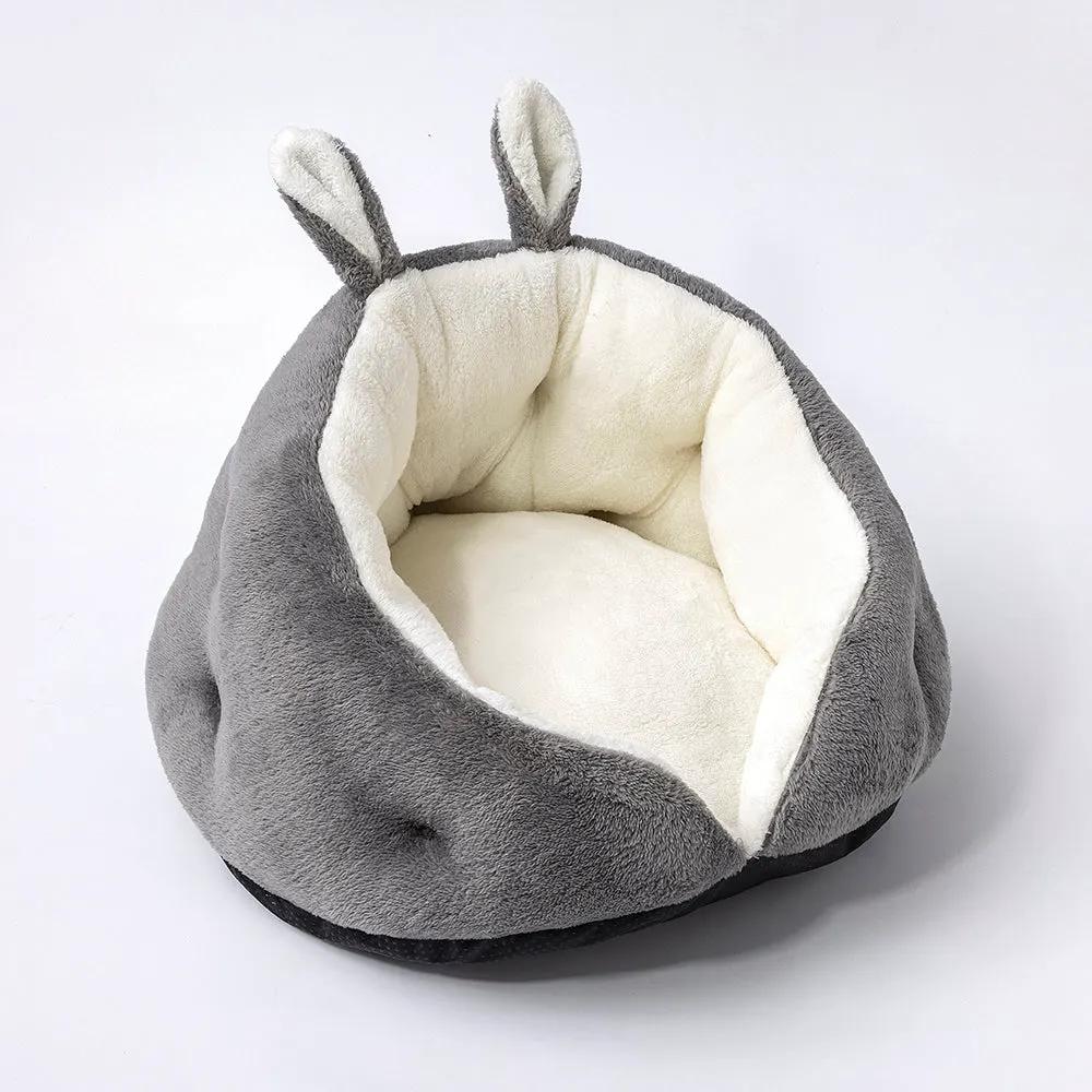 Bunny Ear Design Pet Bed 🐰🛏️ Cozy Plush Dog & Cat Bed by Inland Leather