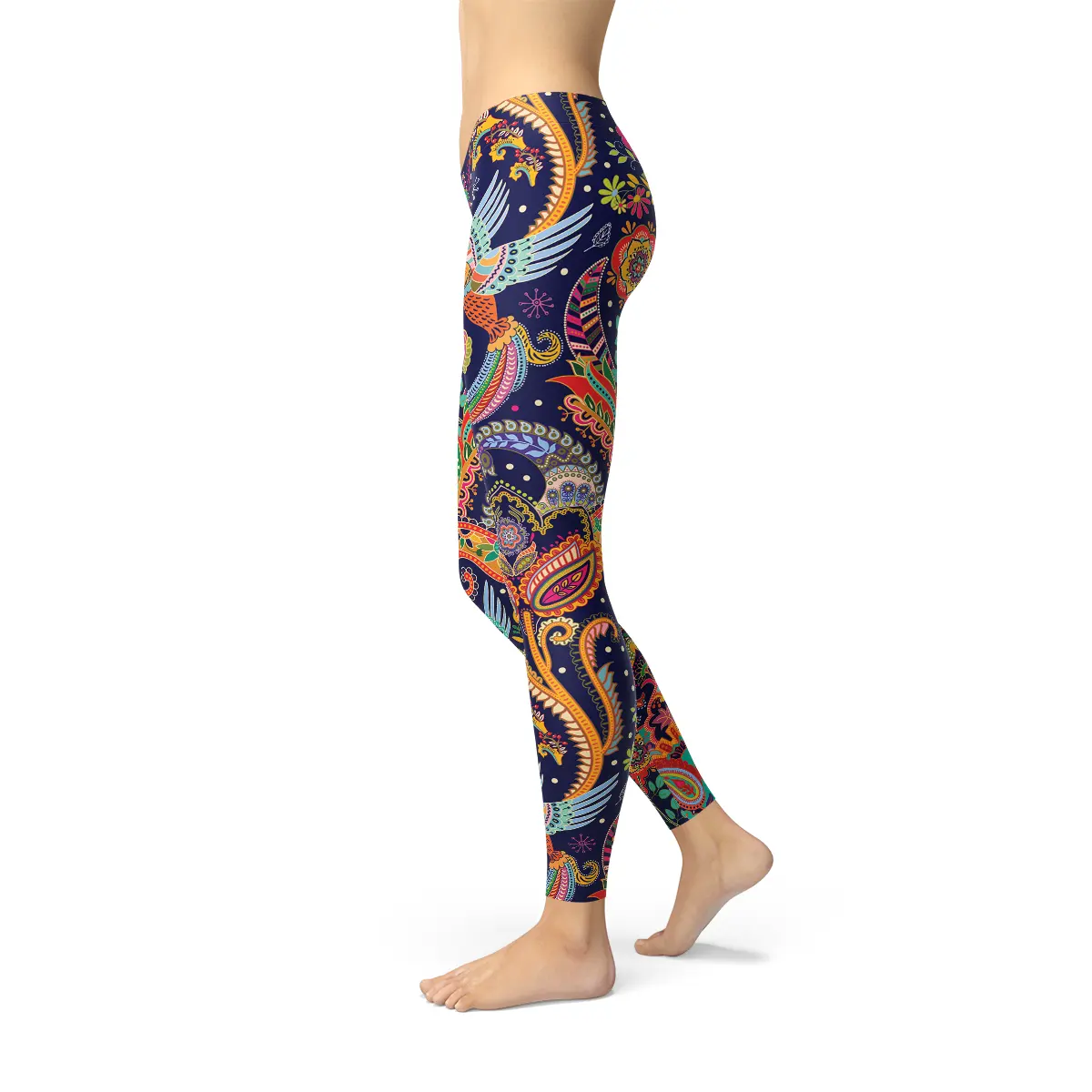 Womens Ornamental Blue Paisley Leggings by Maroon Sooty