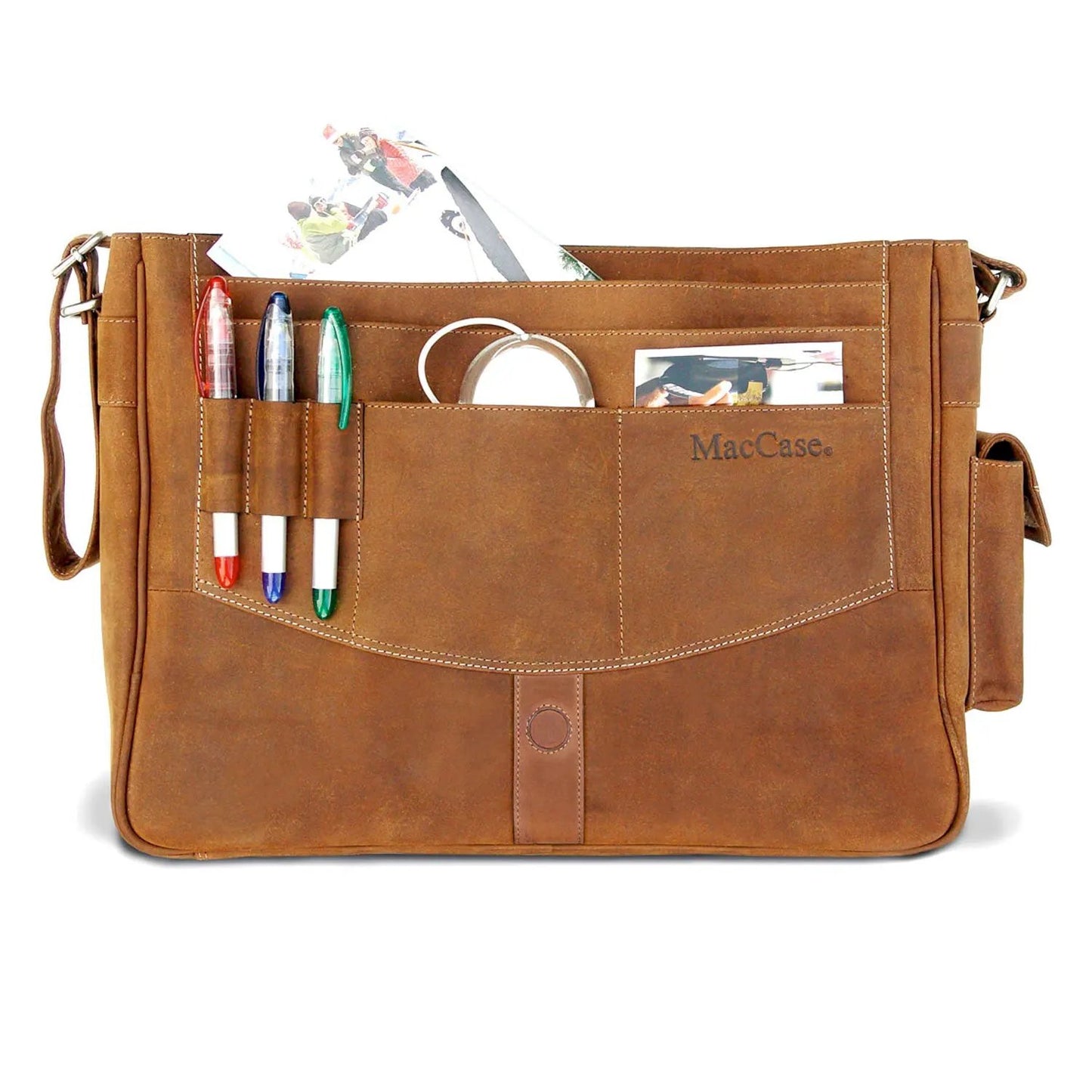 Premium Leather Messenger Bag for Men Laptop Shoulder Bag by Inland Leather