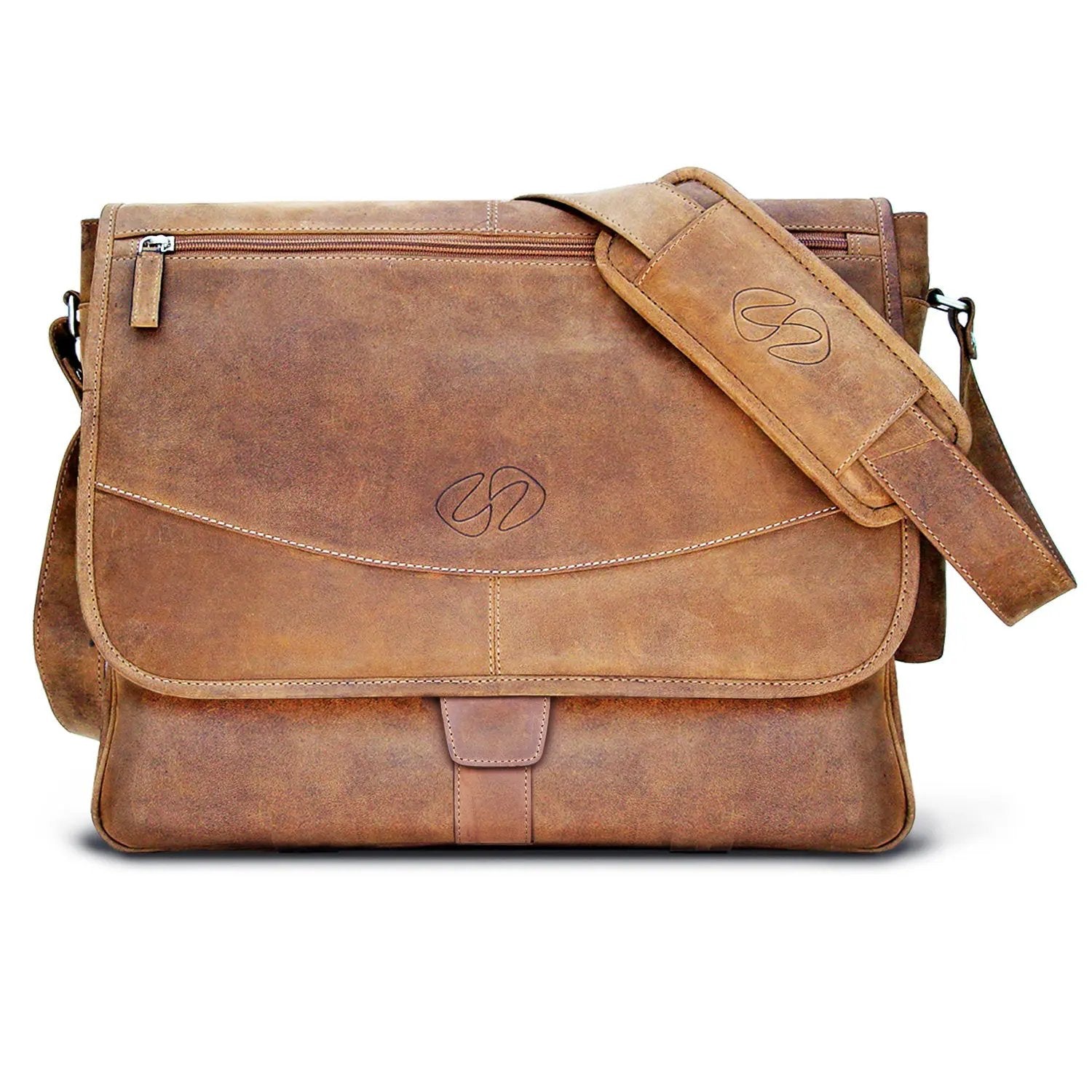 Premium Leather Messenger Bag for Men Laptop Shoulder Bag by Inland Leather