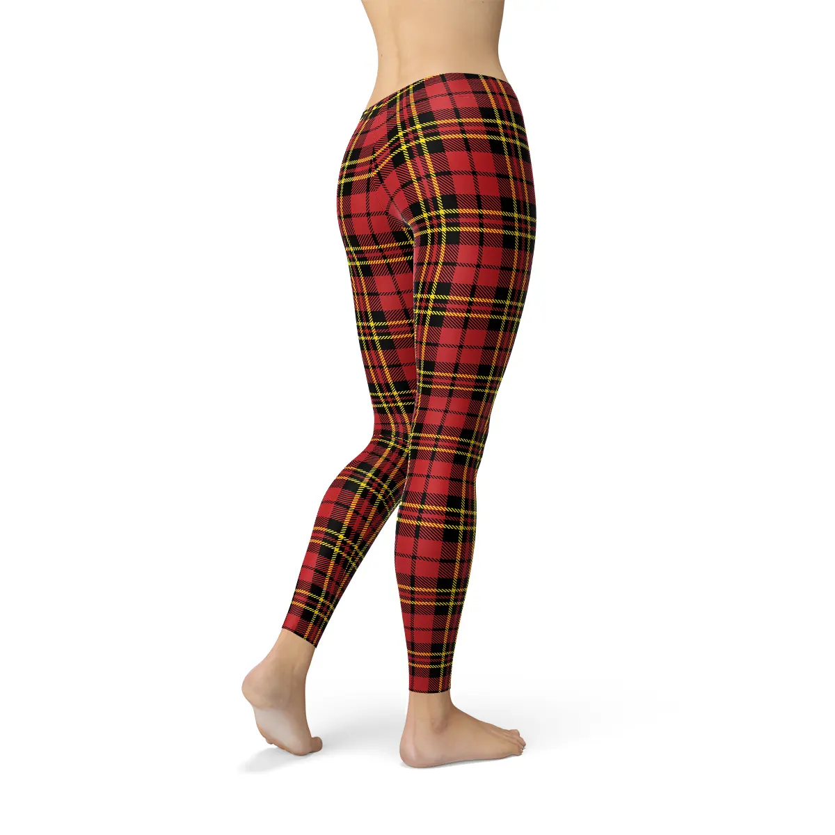 Womens Red Plaid Tartan Leggings by Maroon Sooty
