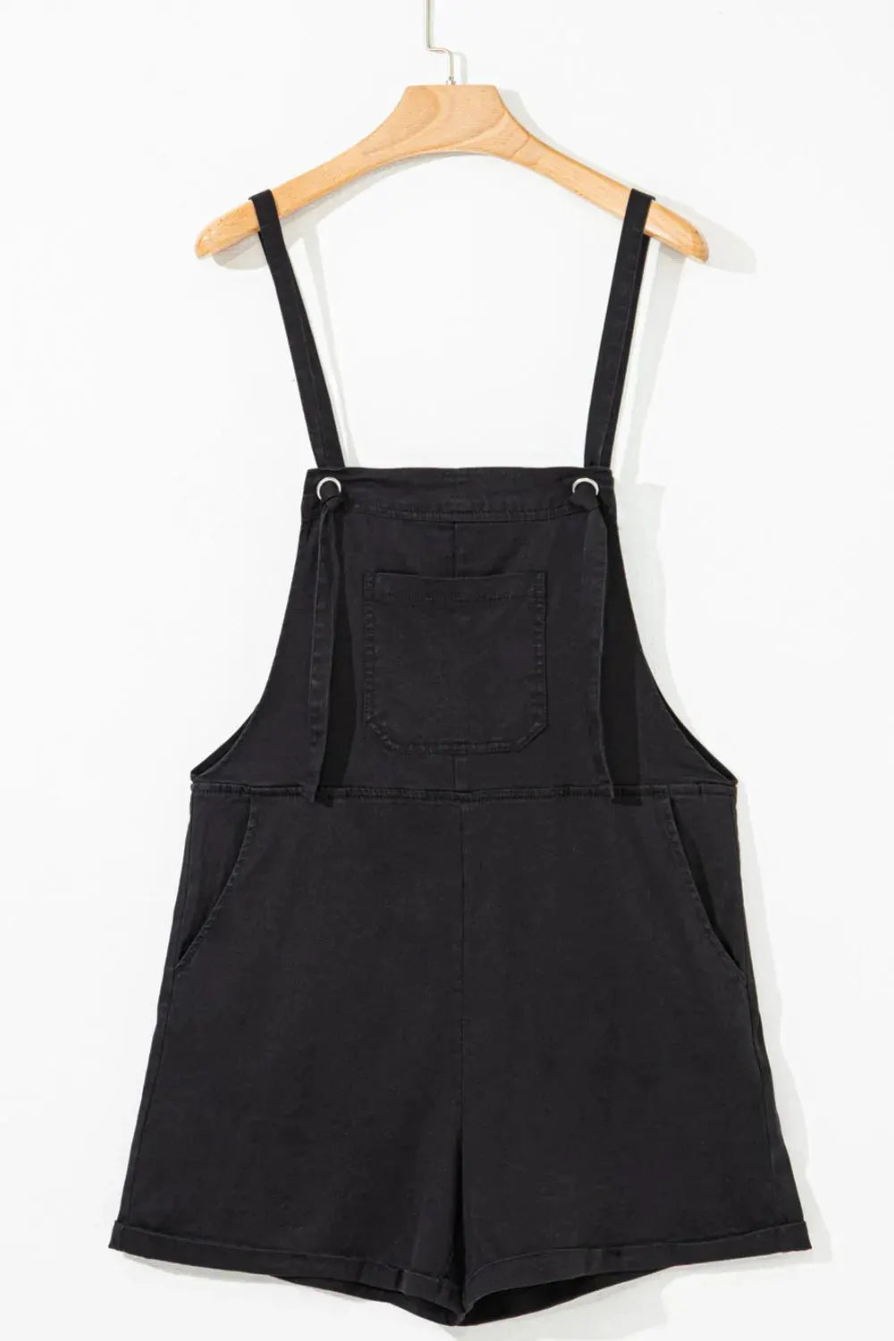 Square Neck Denim Overalls with Pockets by Partner Labels