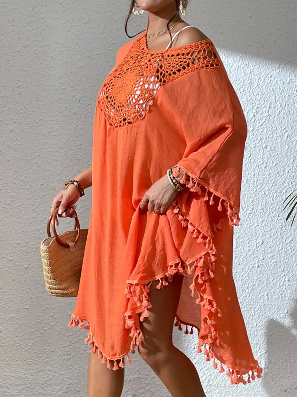 Tassel Cutout Scoop Neck Cover-Up Dress by Partner Label