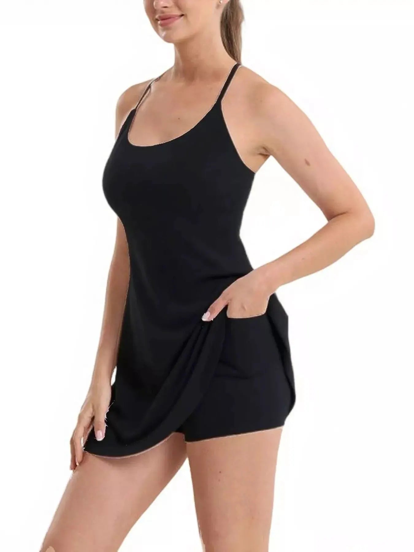 Scoop Neck Cami and Shorts Active Set by Trendsi