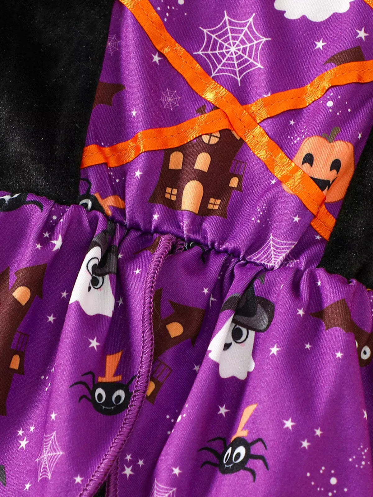 Children's Halloween Hooded Cape and Printed Dress Witch Costume Set by Trendsi