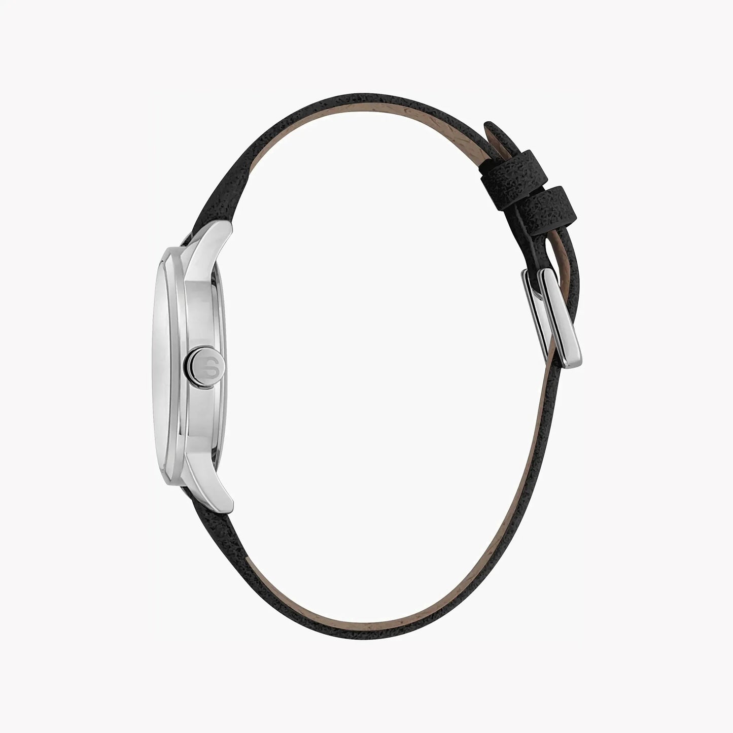 Esprit Women's Black Faux Leather Watch, Silver Dial | Es1l197m0015 by ESPRIT
