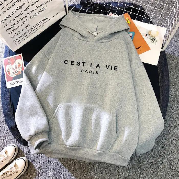 letter print new hooded sweater women's spring long-sleeved lazy style loose hooded top by Dropsure
