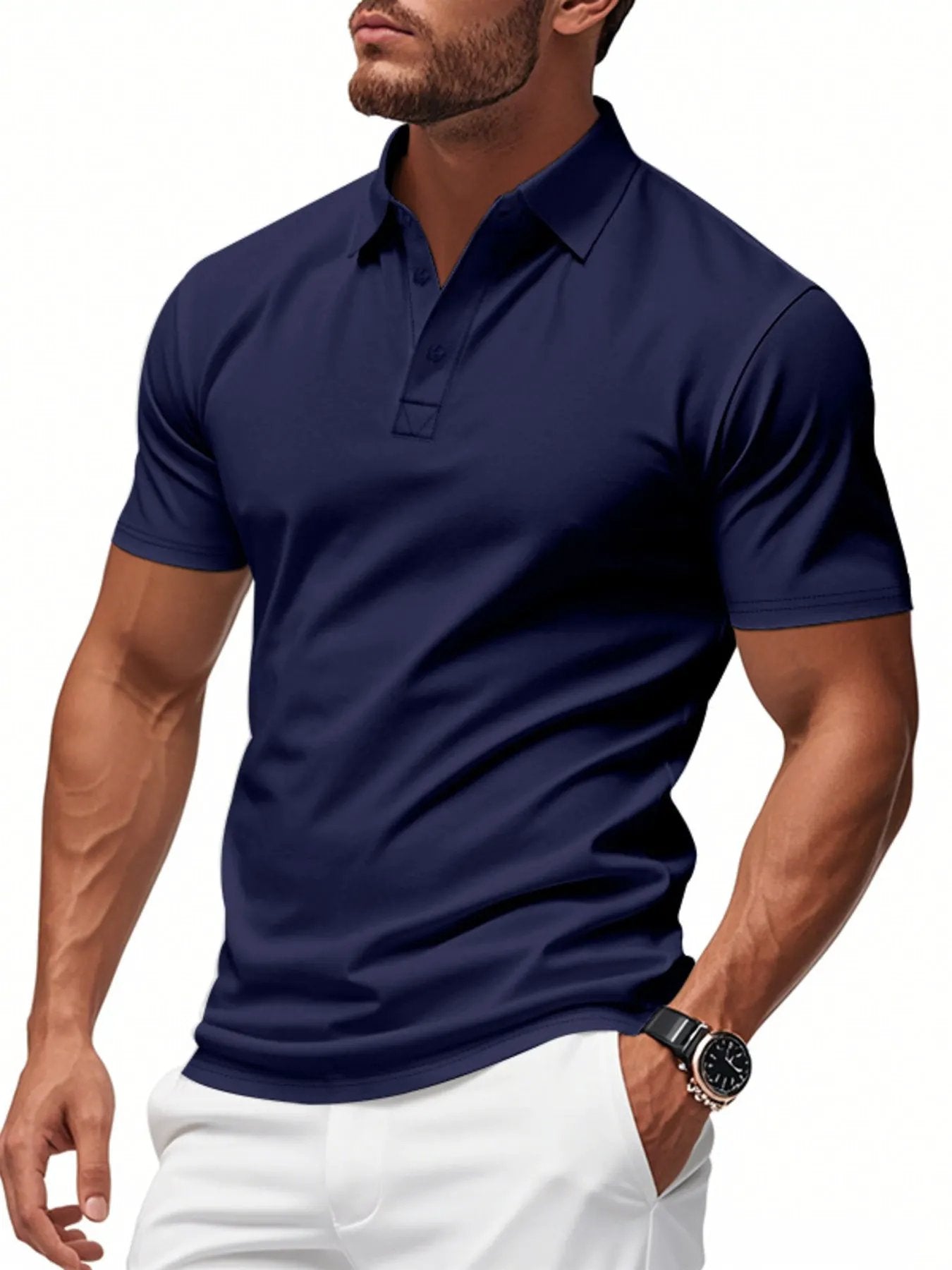 Men's Full Size Classic Fit Short Sleeve Polo Plus Size by Trendsi