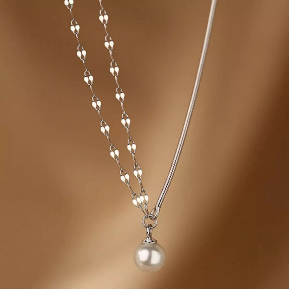 Pearl Pendant Layered Necklace by Partner Labels