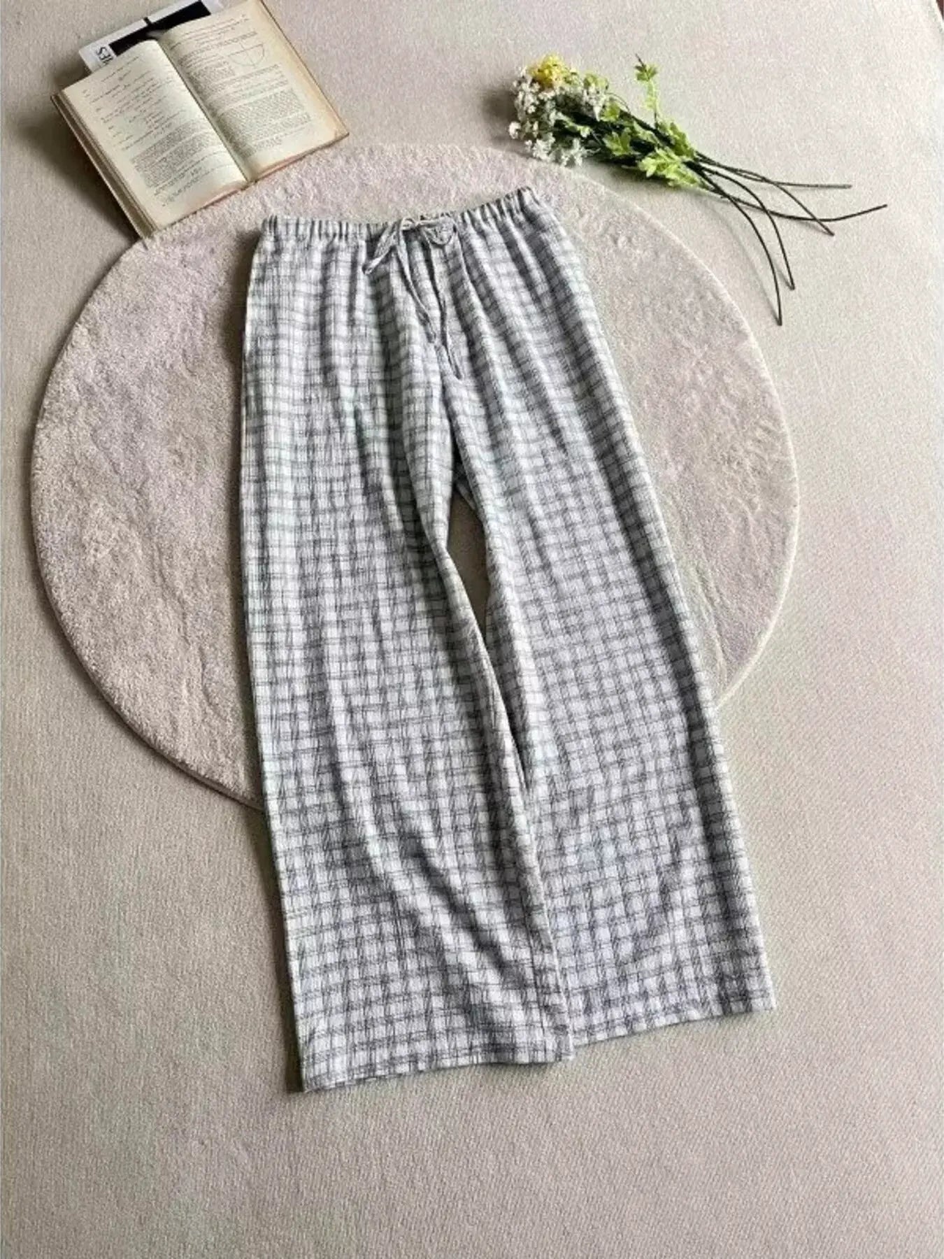Men's Plus Size Plaid Wide-Leg Pants by Trendsi