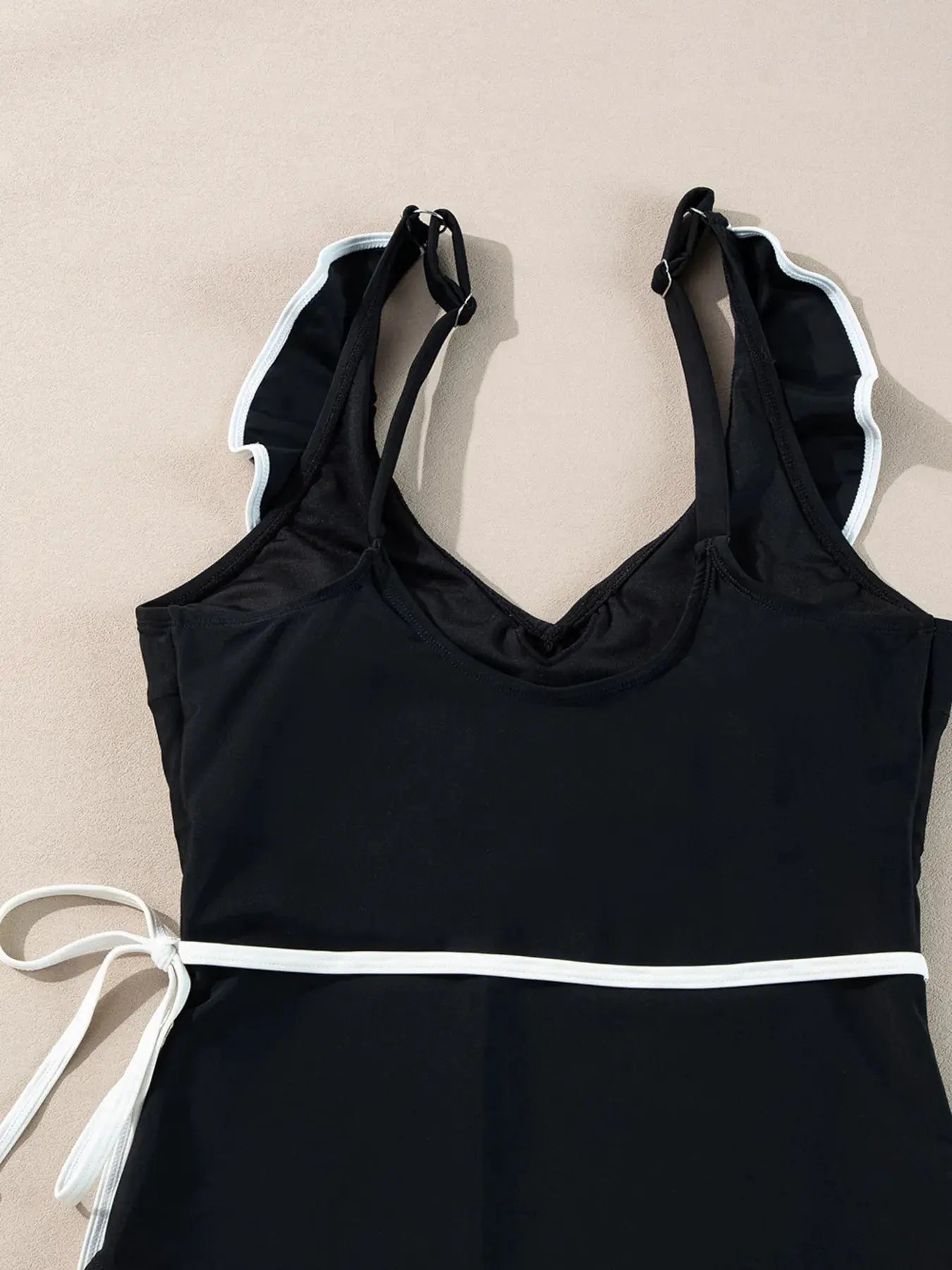 Ruffle Trim V-Neck One-Piece Swimsuit by Partner Label
