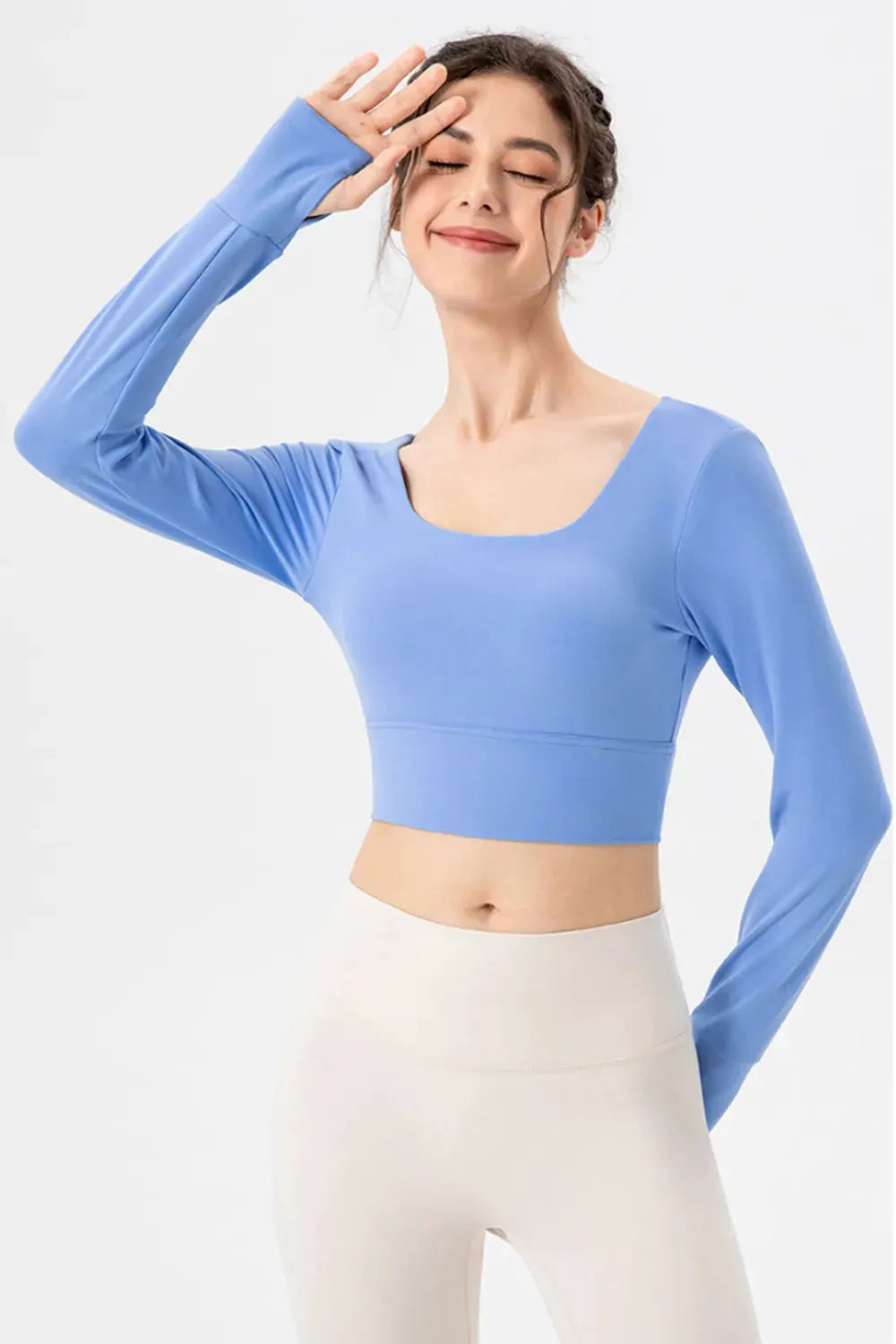 Square Neck Crisscross Active T-Shirt by Partner Label