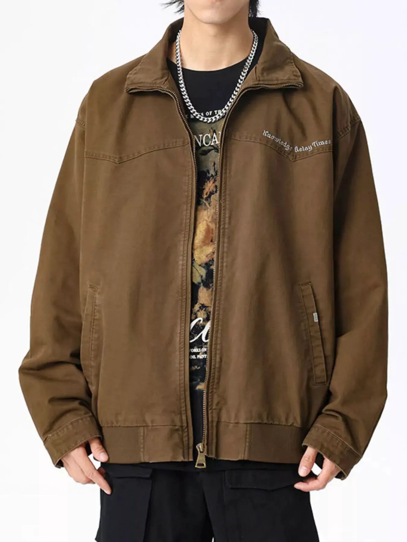 Men's Plus Size Zip Up Long Sleeve Jacket by Partner Label