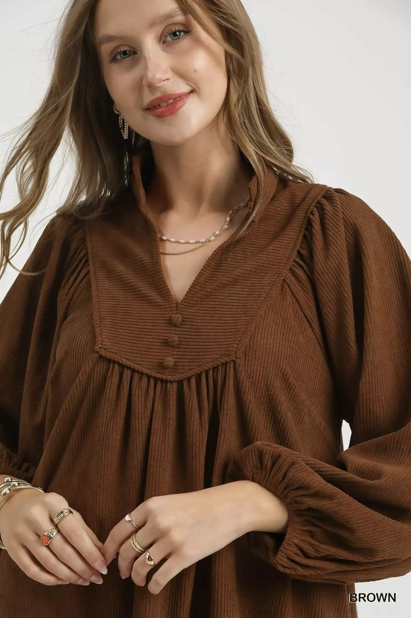 Umgee Corduroy Tiered Babydoll Dress by Umgee