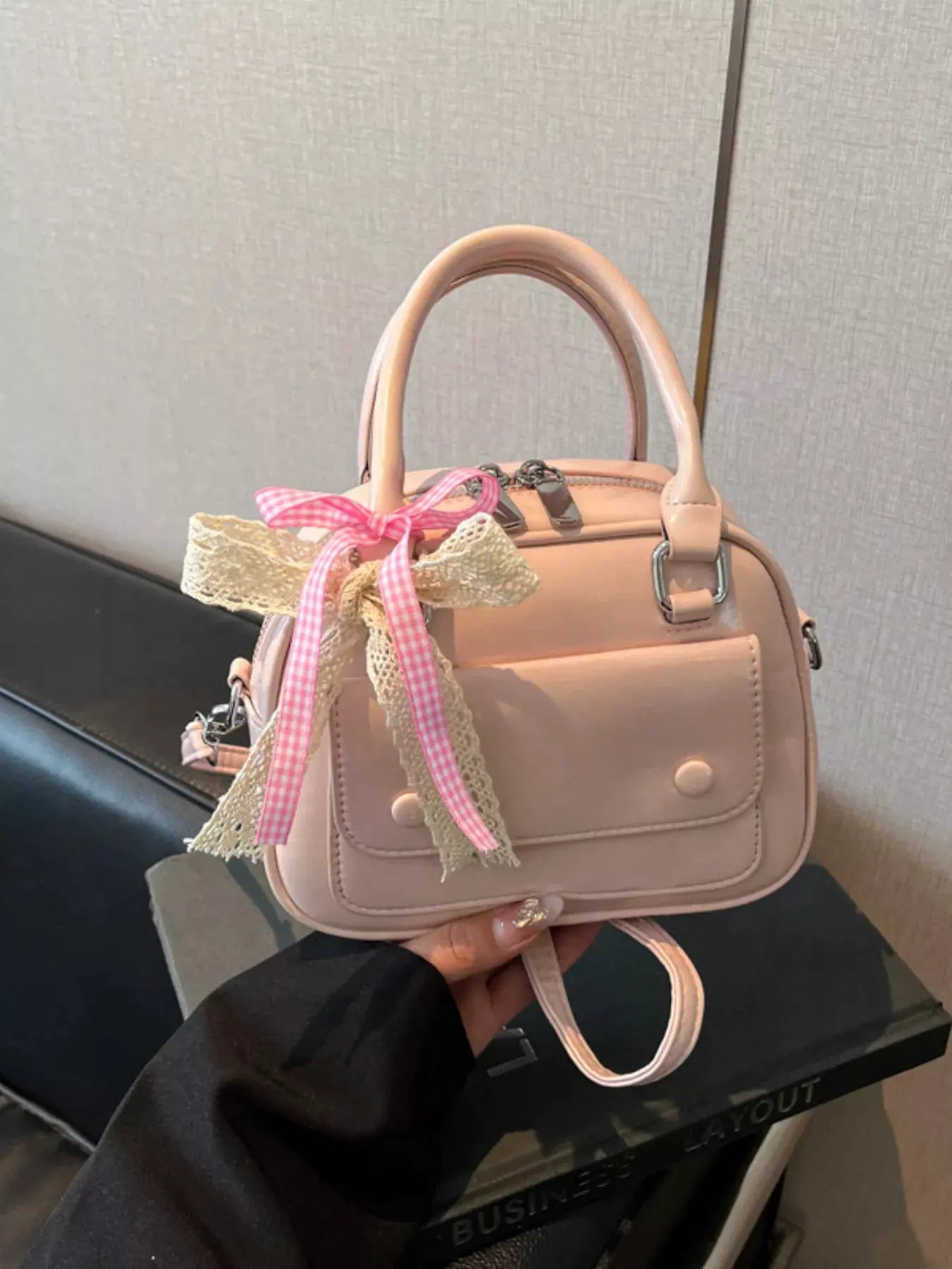 Bow Decor Top Handle Handbag by Partner Label