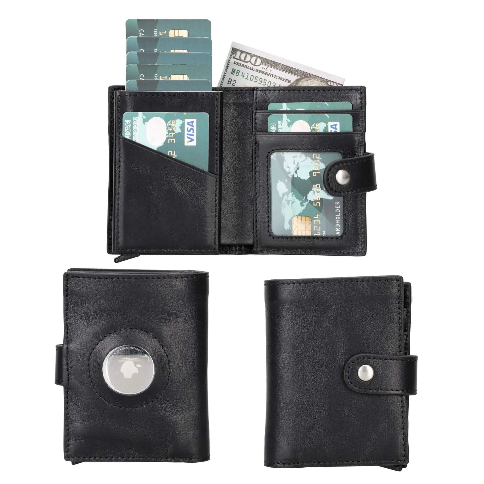 Douglas Genuine Leather Pop-Up Wallet with AirTag Slot - RFID Blocking Cardholder by TORONATA