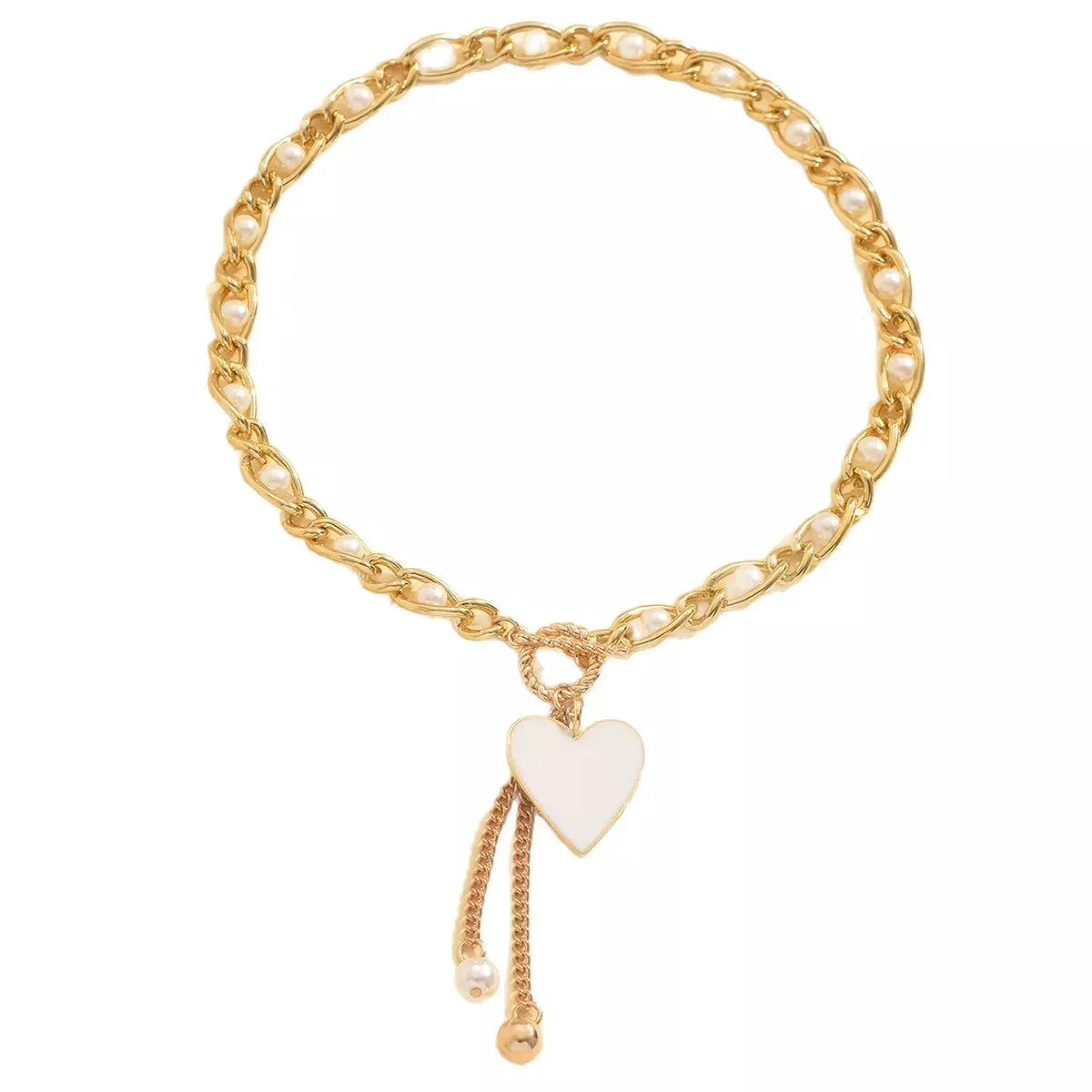 18K Gold-Plated Pearl Heart Necklace by Partner Labels