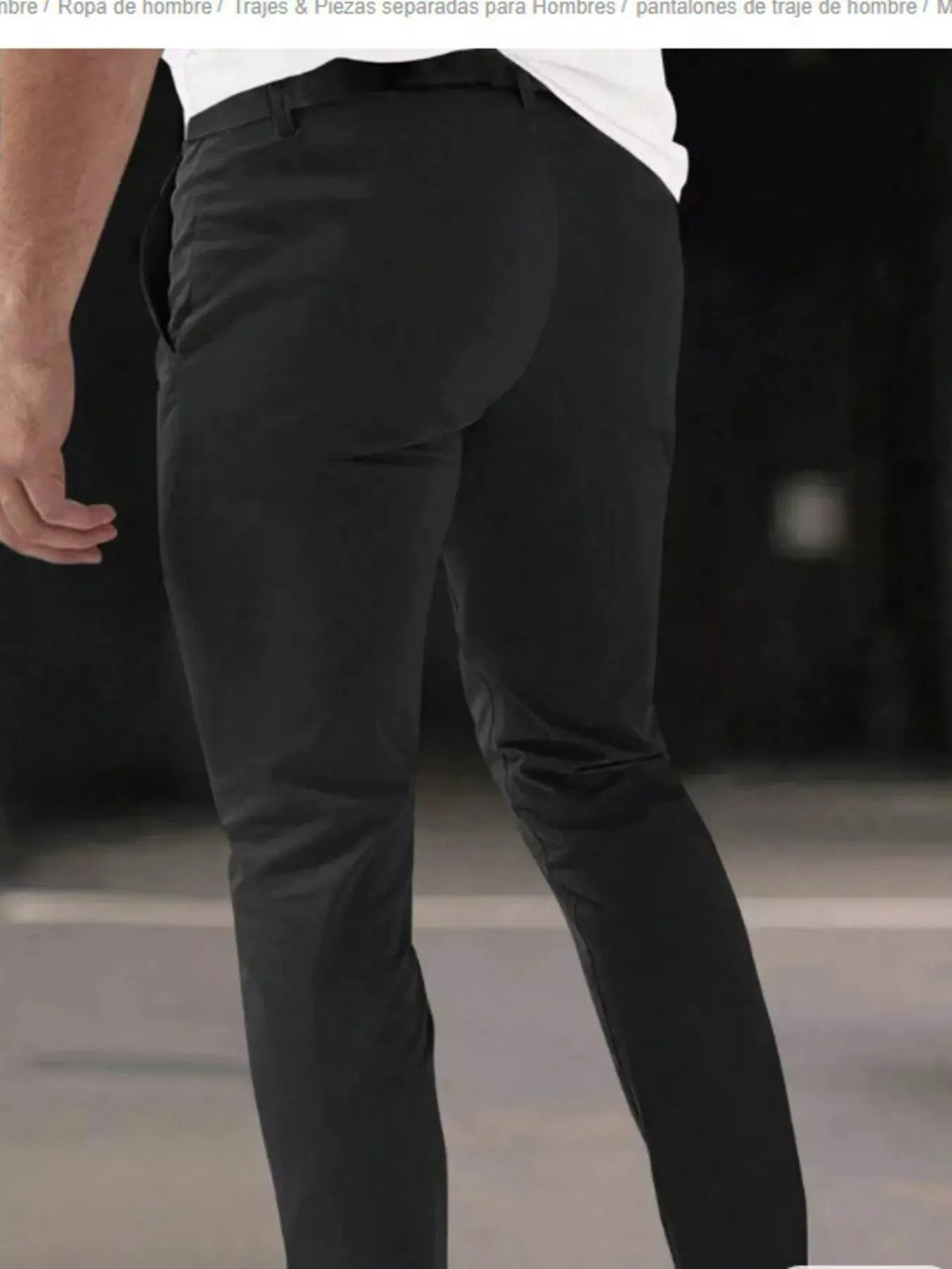 Men's Full Size Pleated Slim Fit Casual Pants Plus Size by Trendsi