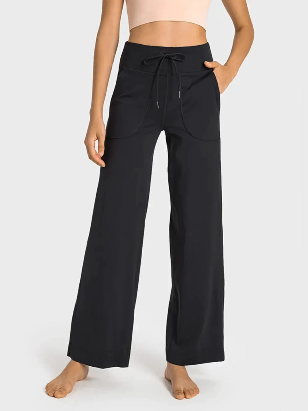 Millennia Drawstring Waist Wide Leg Sports Pants with Pockets by Millennia