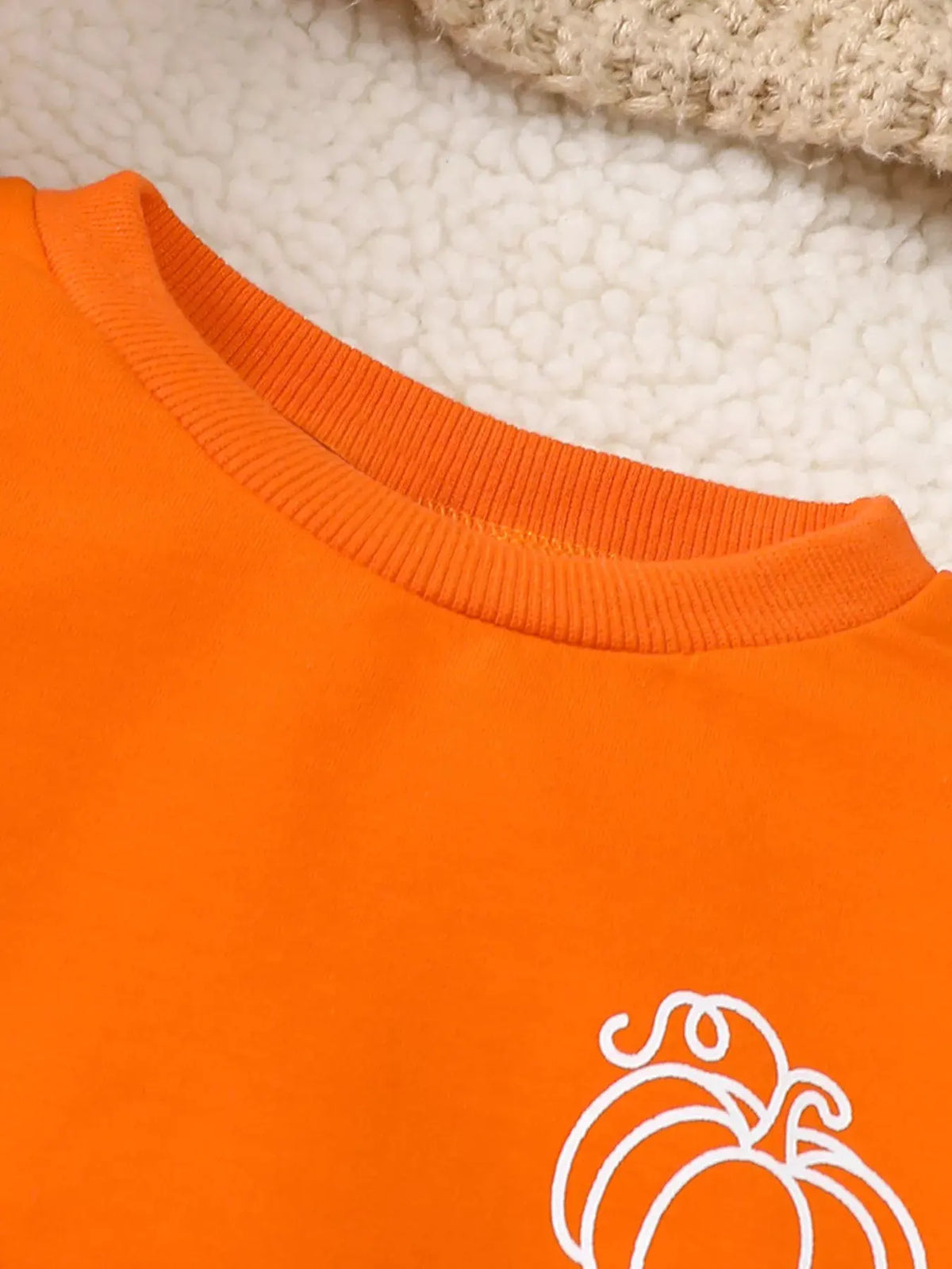 Children's Halloween Pumpkin Print Long Sleeve Sweatshirt and Pants Set by Trendsi