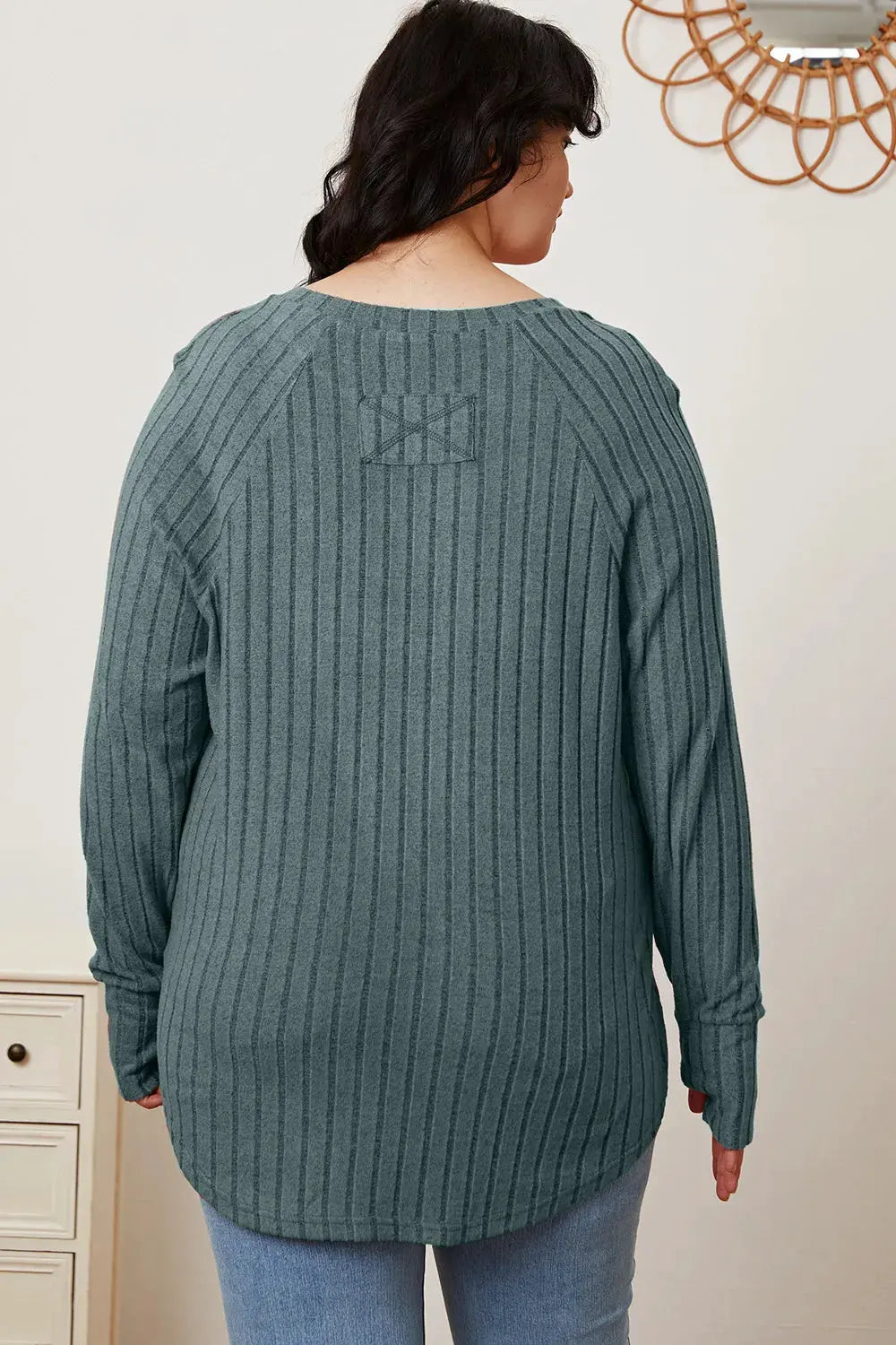 Basic Bae Full Size Ribbed Thumbhole Sleeve T-Shirt by Basic Bae