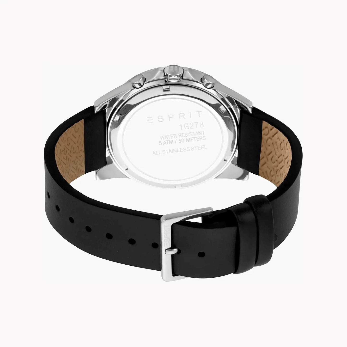 Esprit Men's Black Leather Watch, Black Dial | Es1g050m0015 by ESPRIT